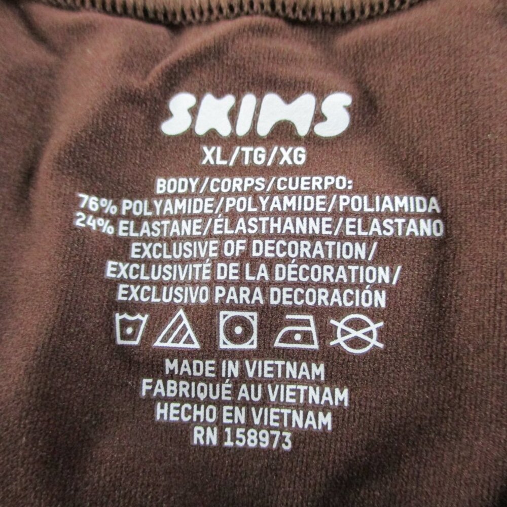 SKIMS Fits Everybody Short Sleeve T Shirt Womens XL Cocoa Brown Stretch NWT - Picture 9 of 10